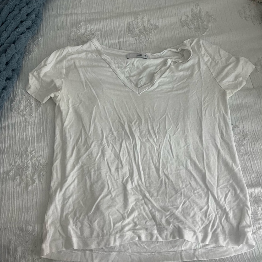White V-Neck Women's Top